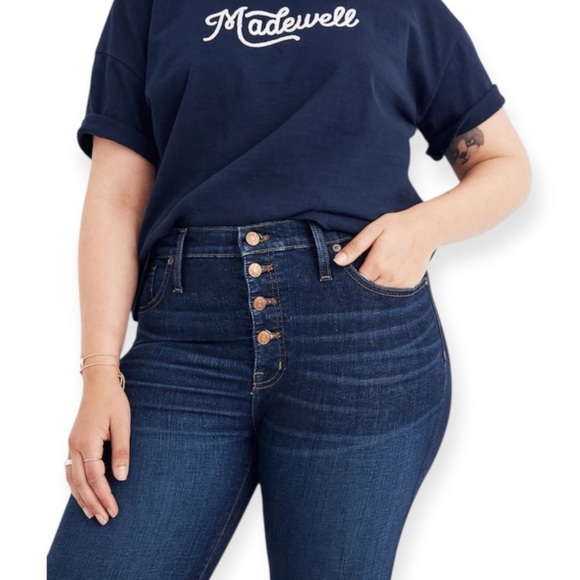Madewell 31 Tall 9" Mid-Rise Skinny Jeans in Hayes Wash: Button-Front Edition - Picture 1 of 7